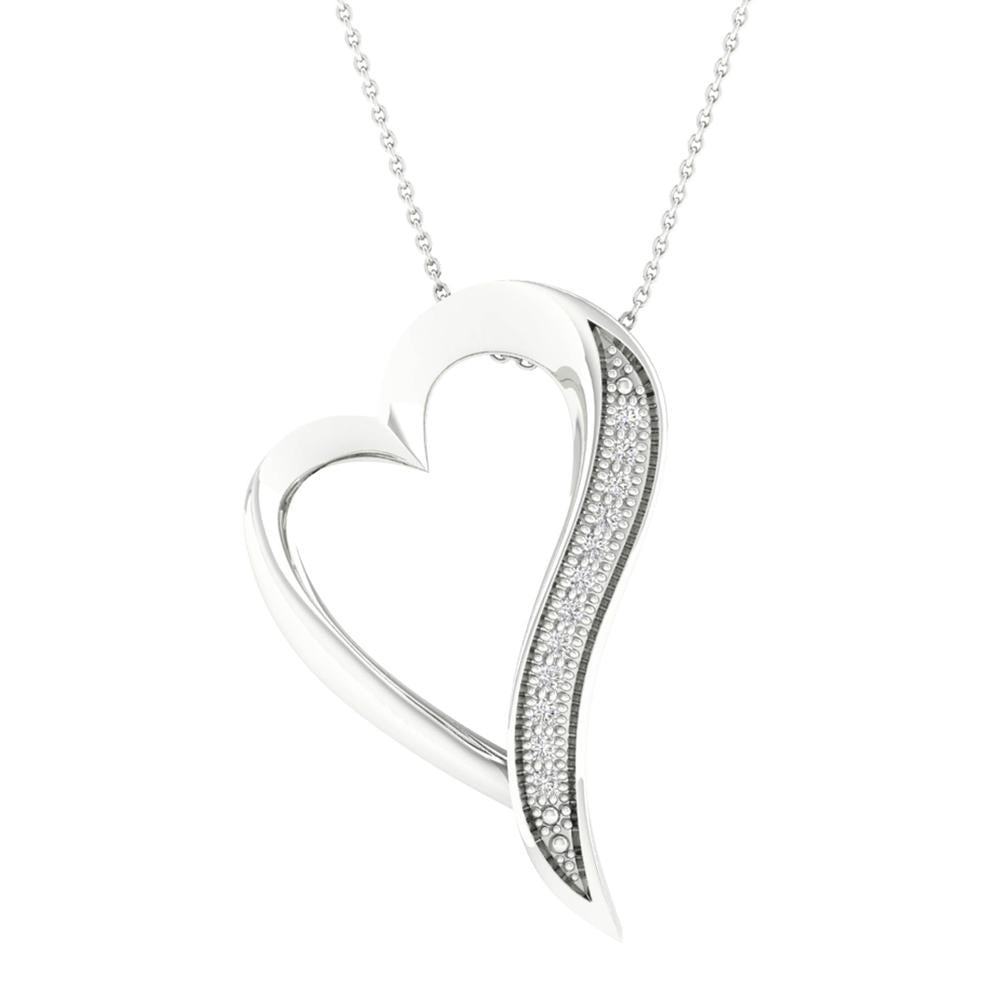 Chic 10k White Gold 0.05ct Lab Diamond Pendant for Women