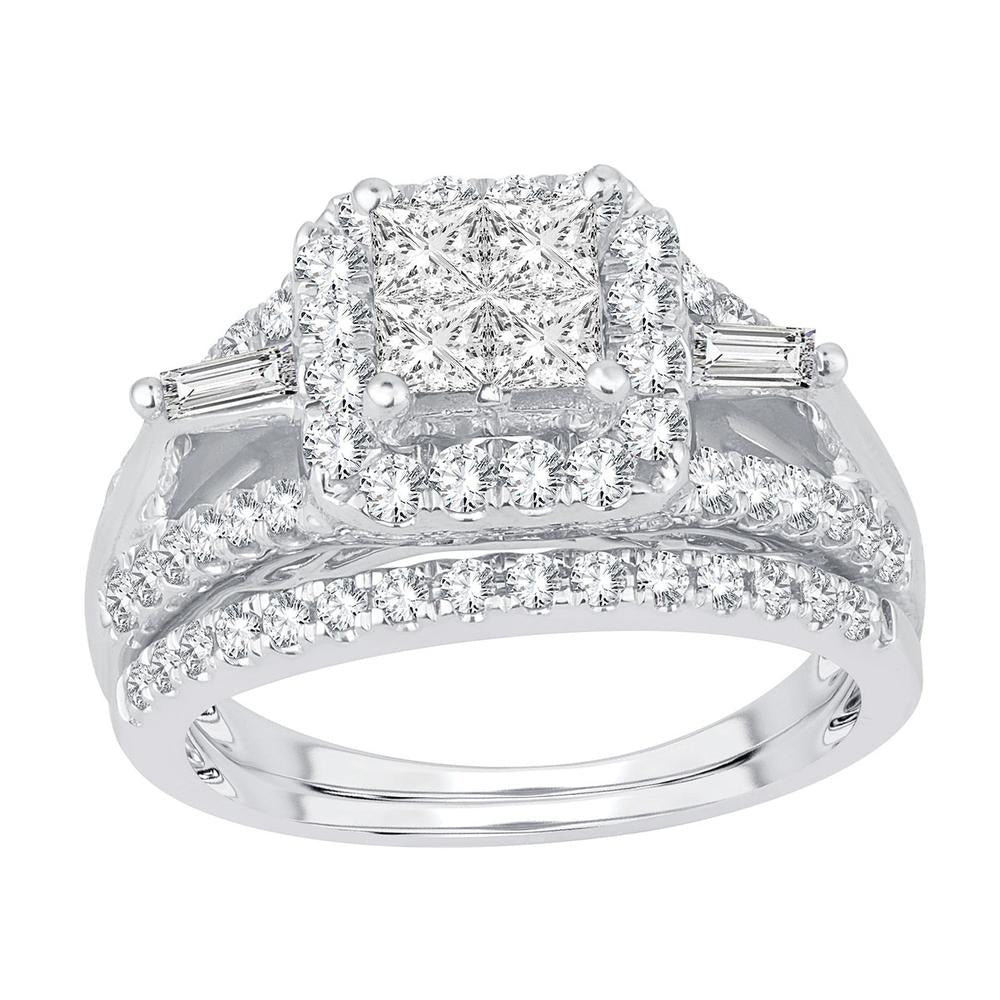 Luminous 14K White Gold 1.50ct Diamond Bridal Ring