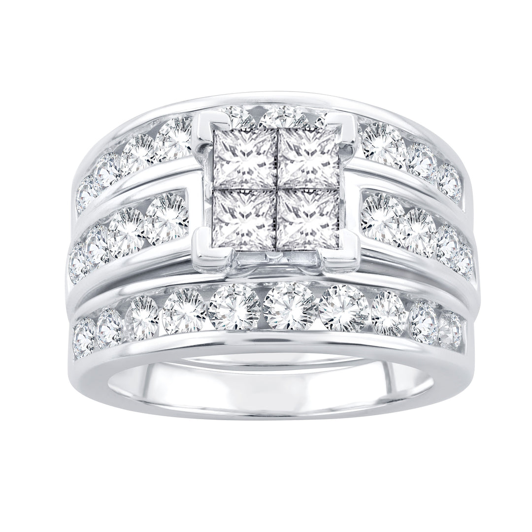 Luminous 14k White Gold 3CT Lab Diamond Womens Ring