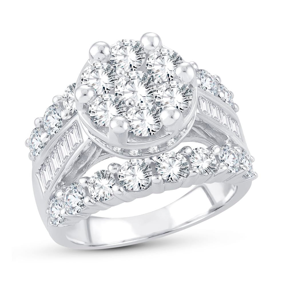Luminous 14K White Gold 4.01CT Lab Diamond Bridal Ring