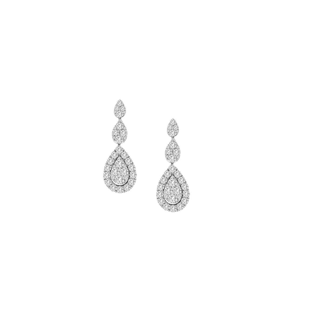 Brilliant 18k White Gold 3CT Lab Diamond Stud Earrings