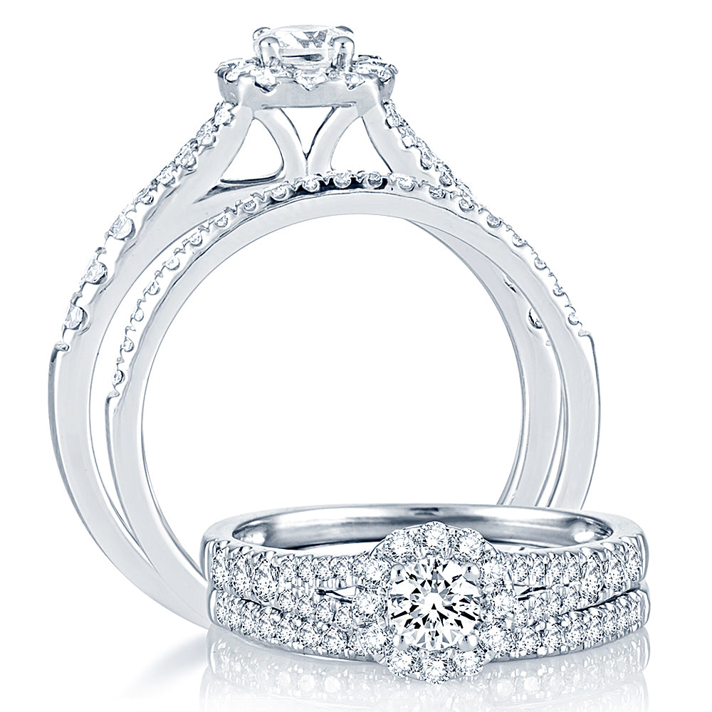 Timeless 14K White Gold 1CT Diamond Bridal Ring Elegance