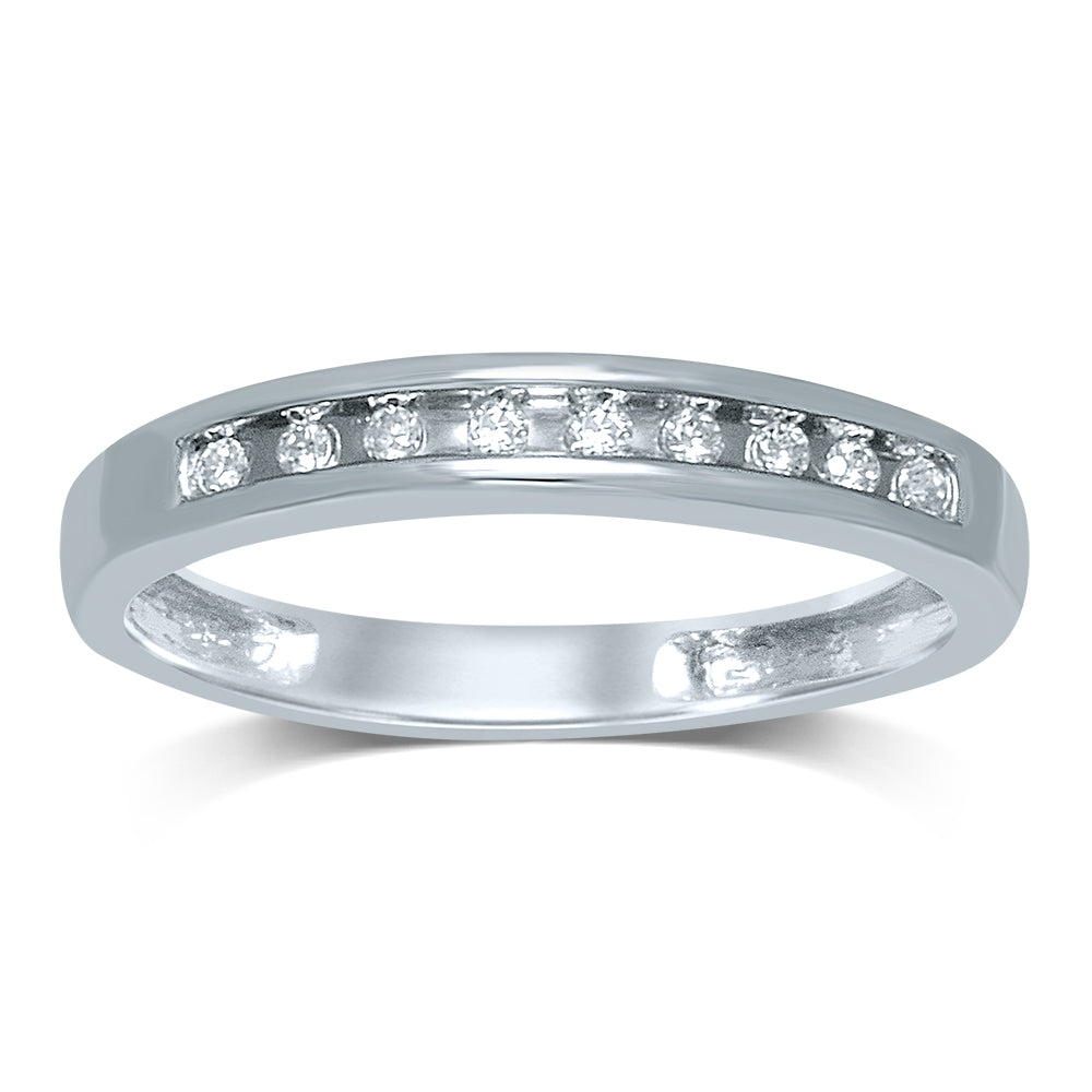 Sparkling Silver 0.10CT Diamond Ladies Wedding Band