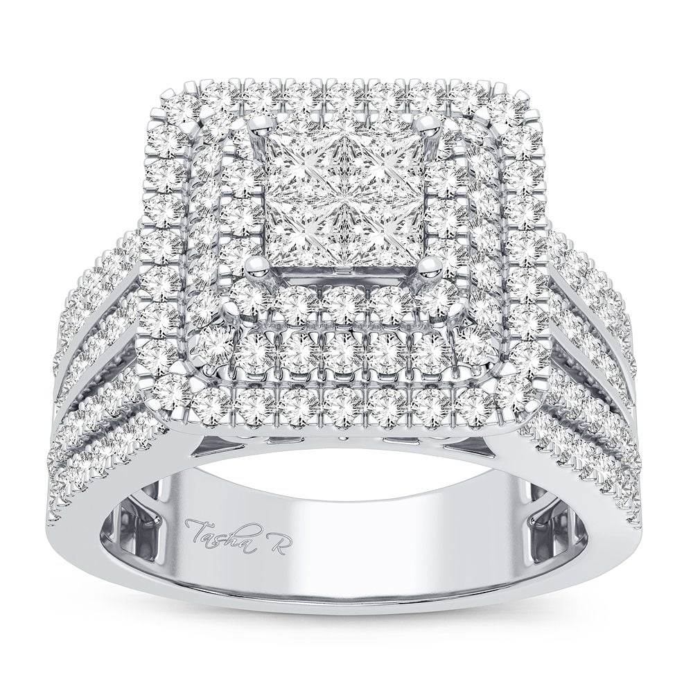 Sparkling 10k White Gold 1.50CT Diamond Engagement Ring for Her