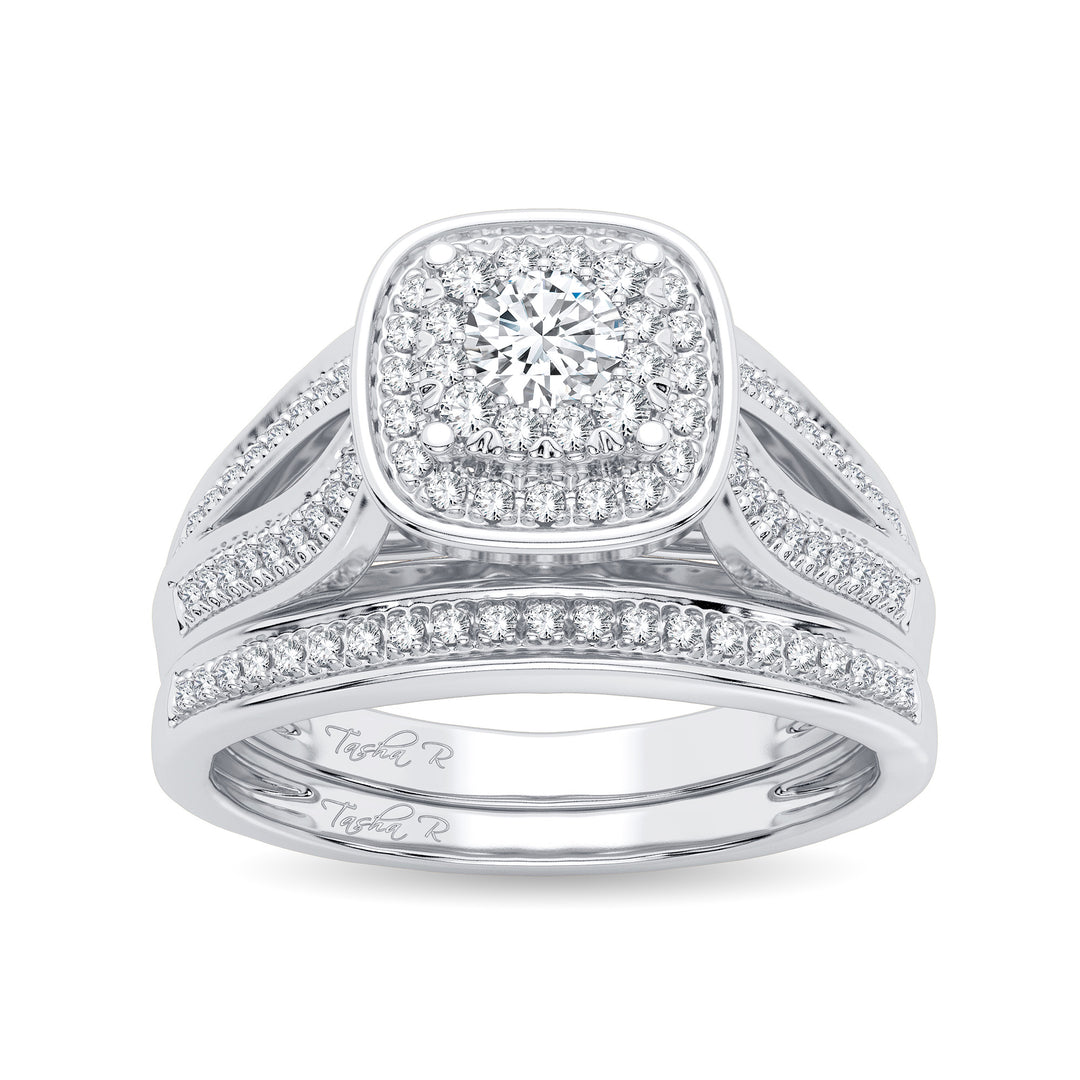 Sparkling 14K White Gold 0.40CT Diamond Bridal Ring