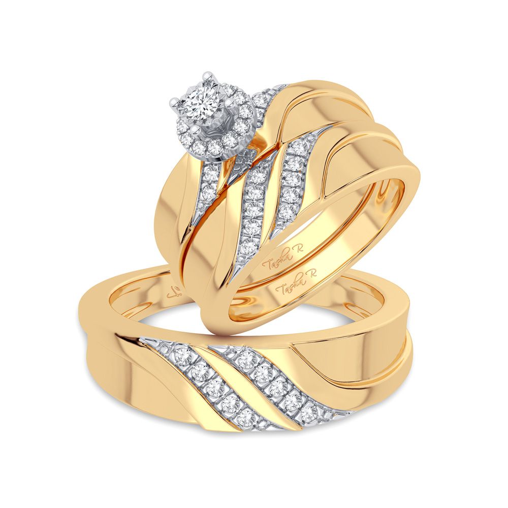 14k Yellow Gold 0.20CT Diamond Womens Trio Jewelry Set