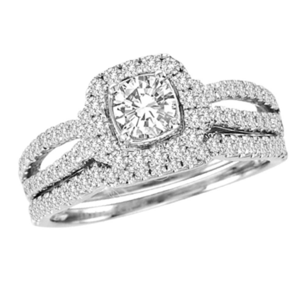Elegant 14K White Gold 1.18CT Diamond Bridal Ring Sparkle