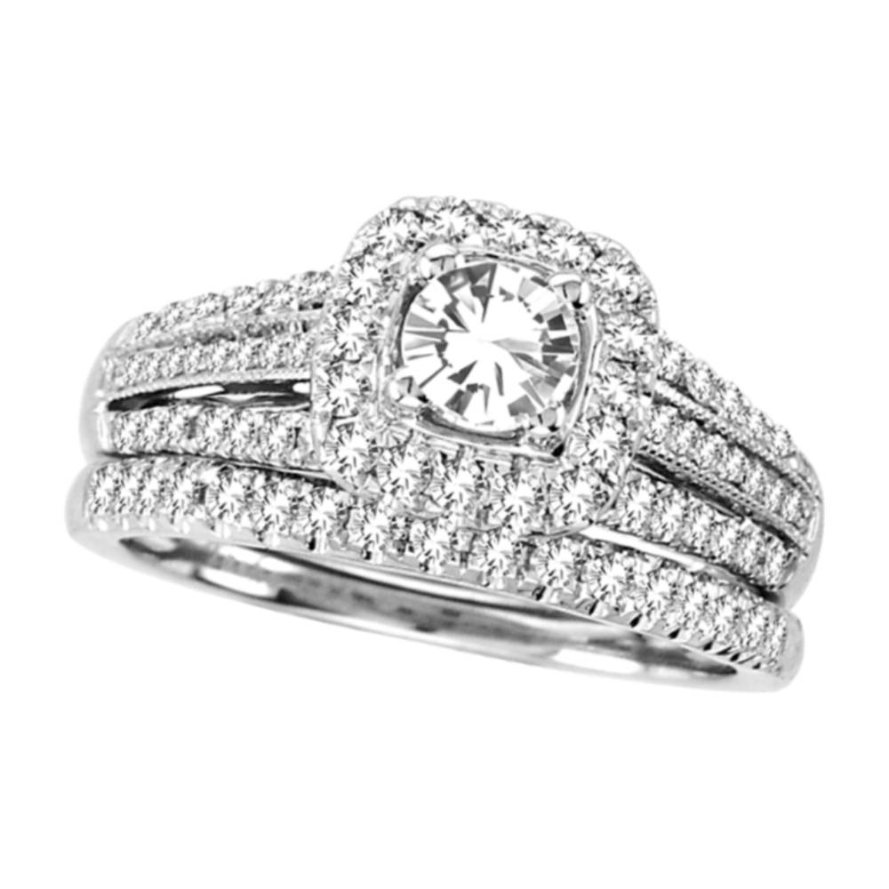 Elegant 14k White Gold 1.13CT Diamond Bridal Ring