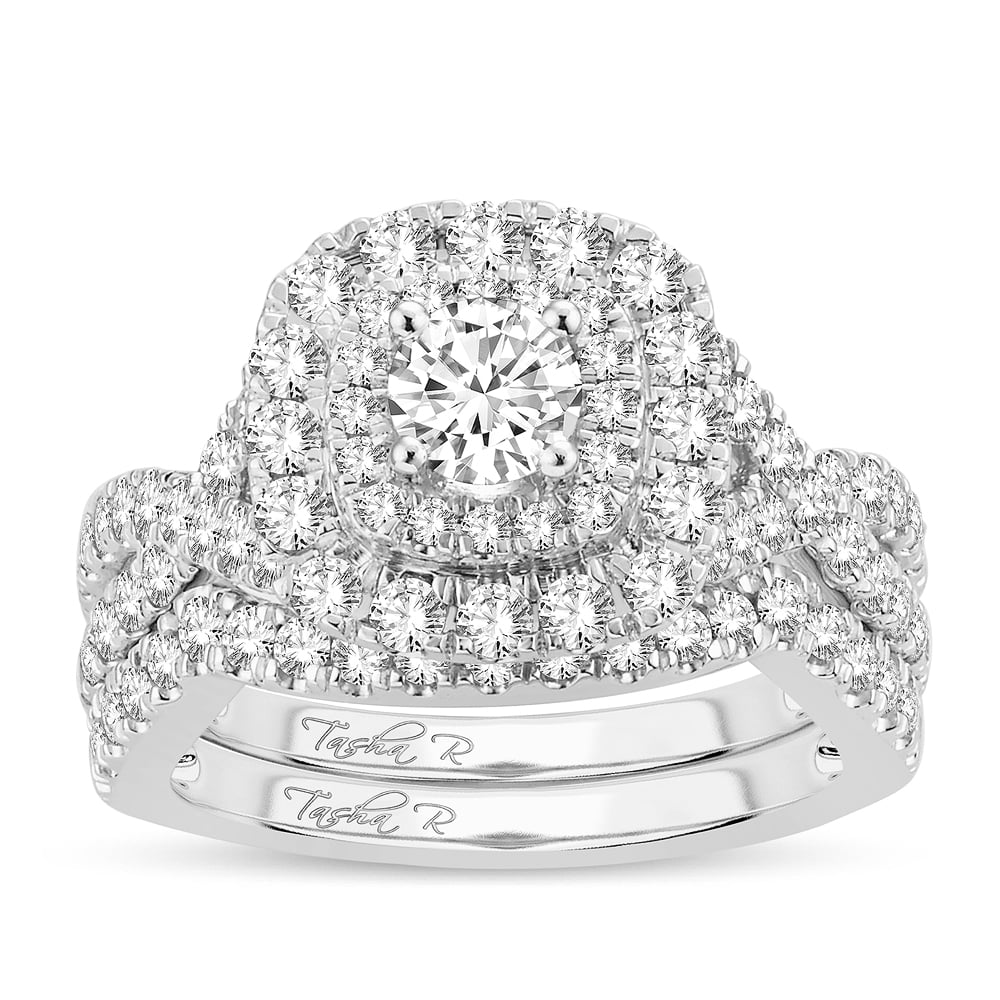 Elegant 14K White Gold 2CT Diamond Bridal Ring Set