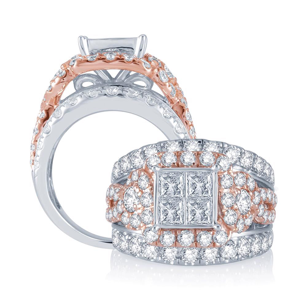 Brilliant 14k White Gold 4CT Lab Diamond Bridal Ring