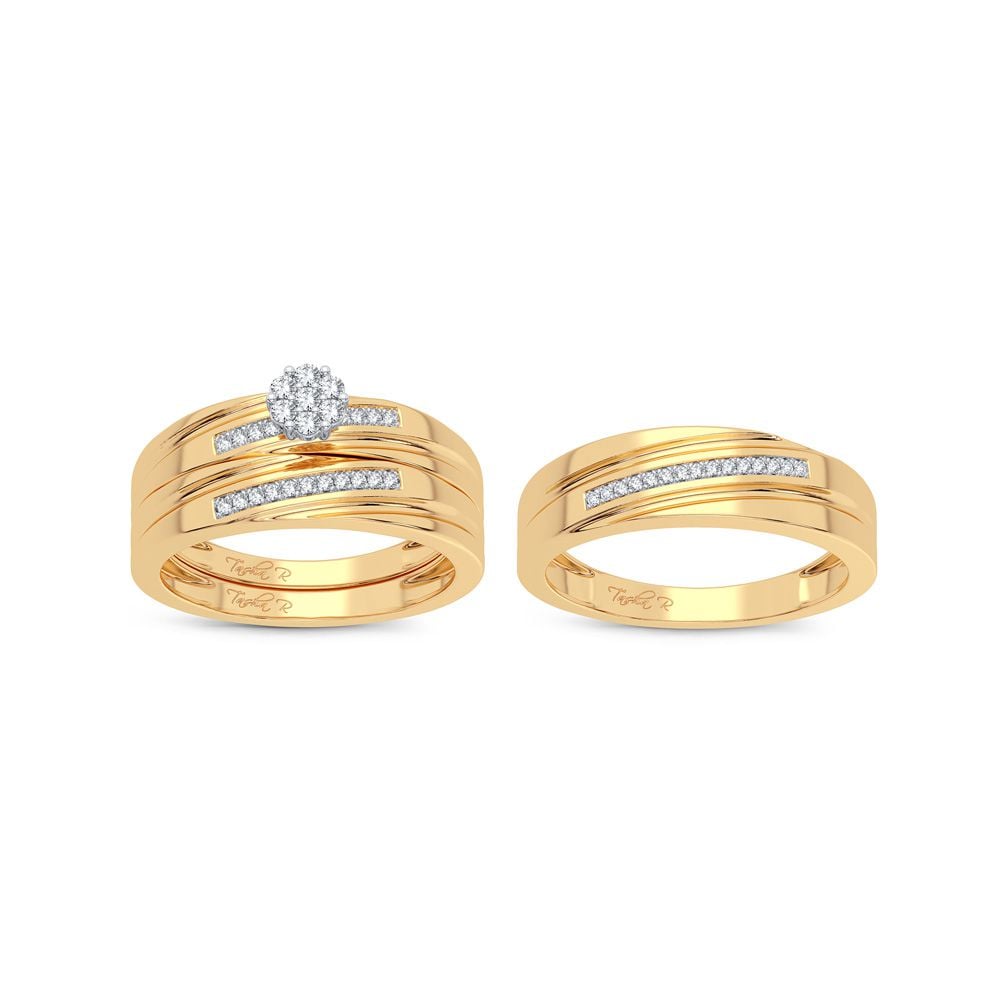 14K Yellow Gold 0.20CT Diamond Womens Trio Jewelry Set