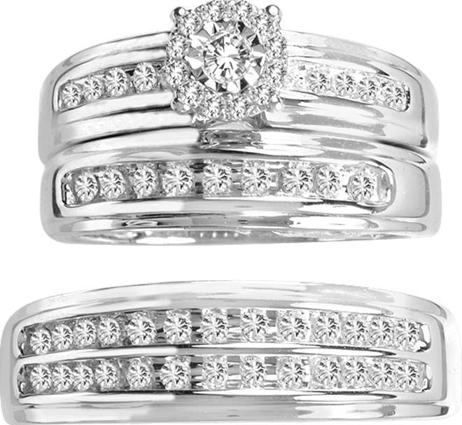 14k White Gold Lab Diamond Trio Set - Timeless Elegance