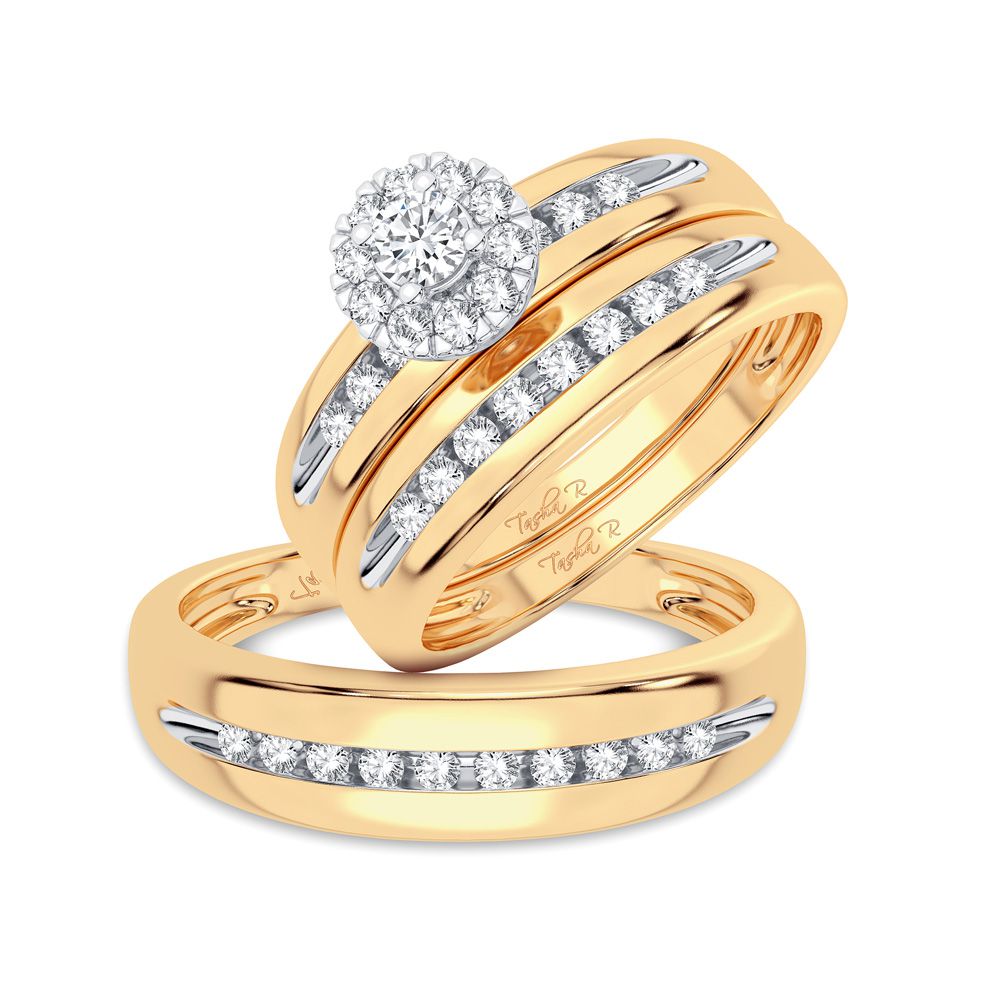 14K Yellow Gold 0.30CT Diamond Womens Trio Jewelry Set