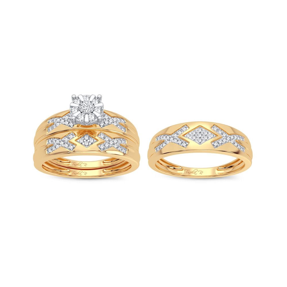 14K Yellow Gold 0.33CT Diamond Womens Trio Jewelry Set