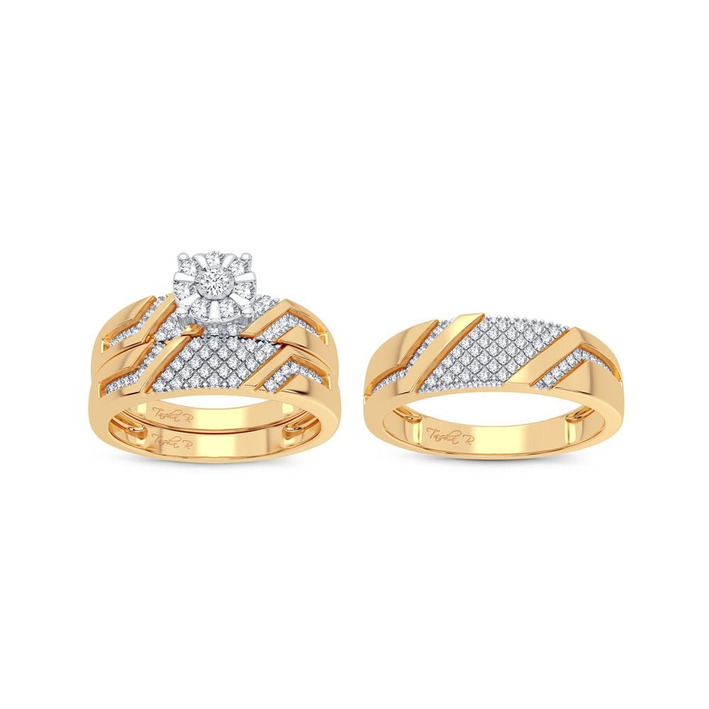 14K Yellow Gold 0.50CT Diamond Womens Trio Jewelry Set