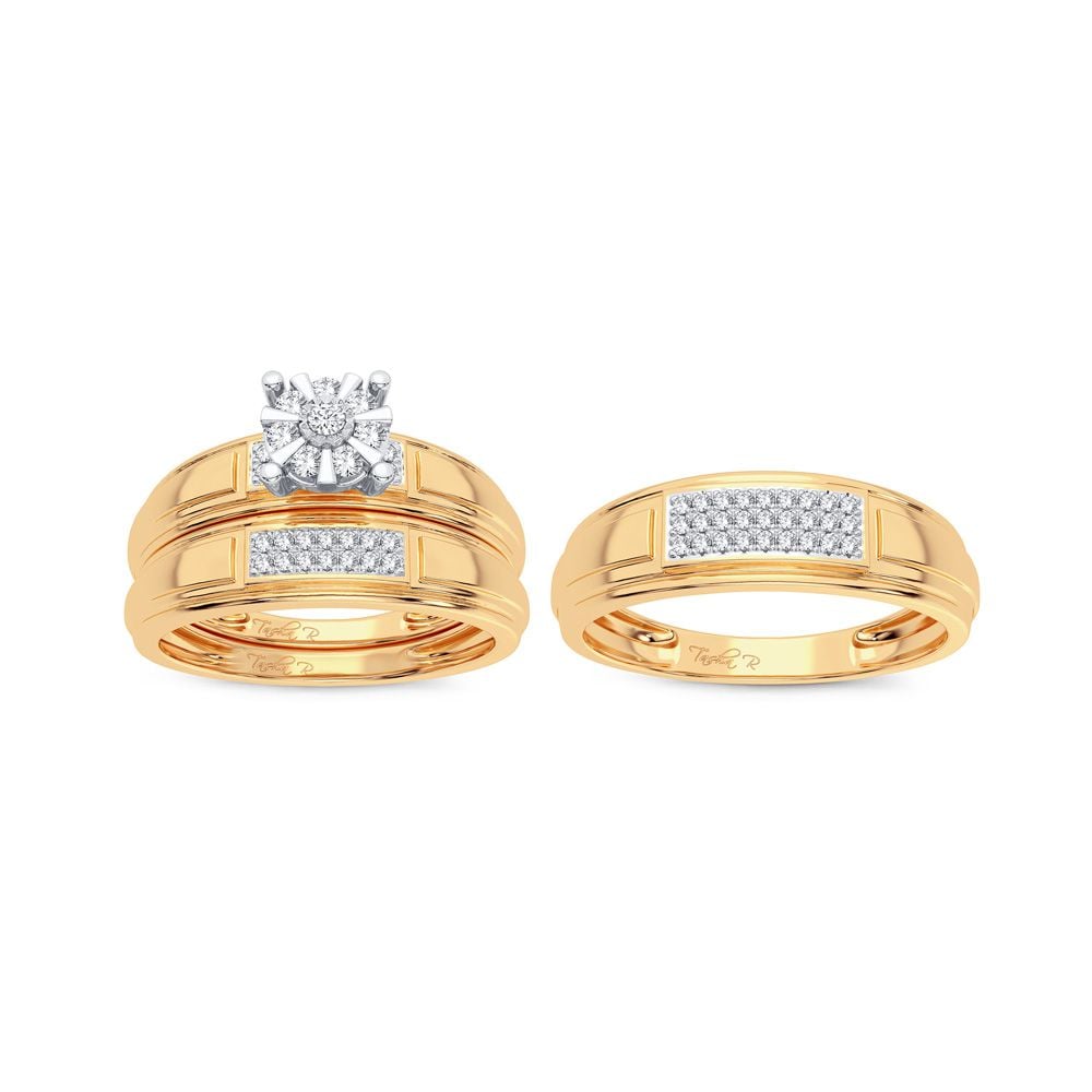 14K Yellow Gold 0.25CT Diamond Womens Trio Jewelry Set