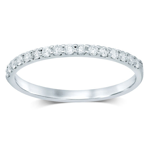 Sparkling 14k White Gold Lab Diamond Womens Wedding Band