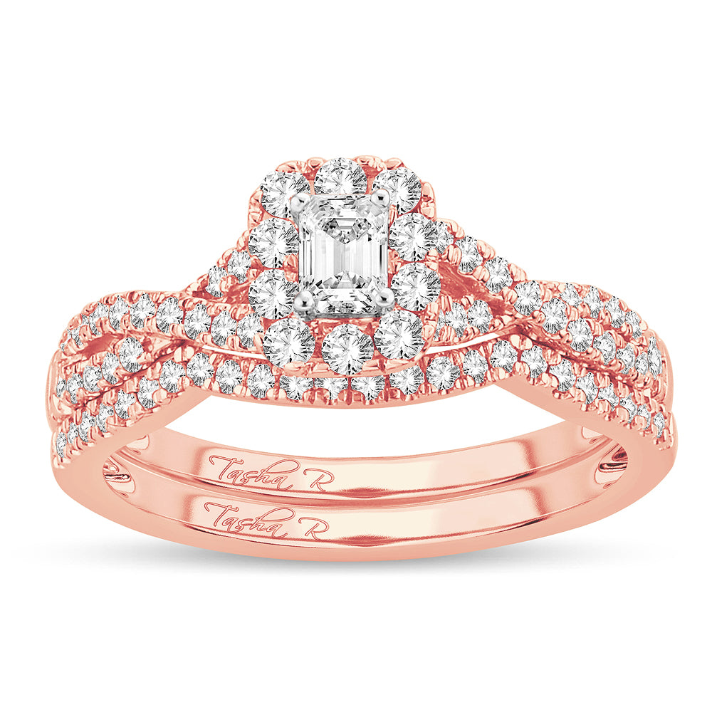 Romantic 14k Rose Gold 0.77CT Diamond Bridal Ring