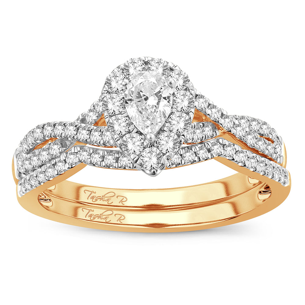 14K Yellow Gold 0.75ct Diamond Bridal Ring - Timeless Elegance