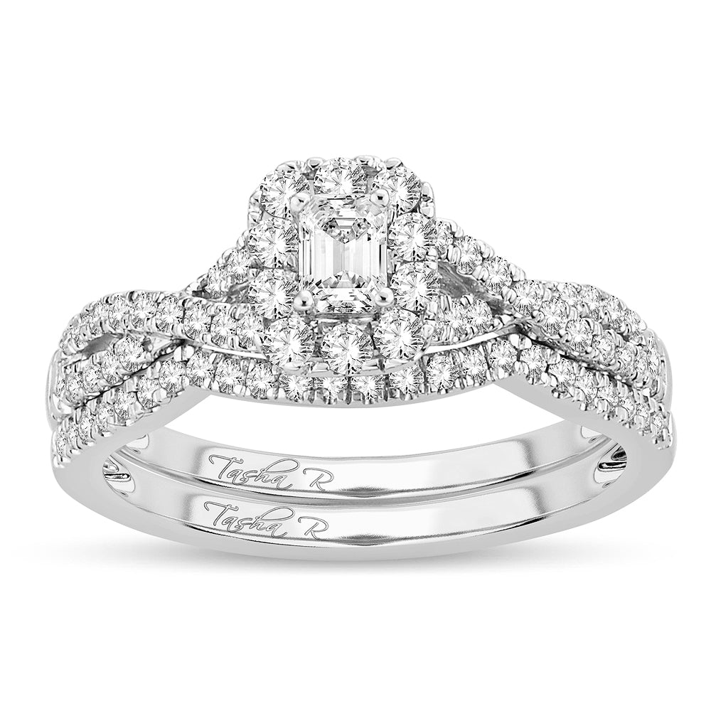 Romantic 14K White Gold 0.75CT Diamond Bridal Ring