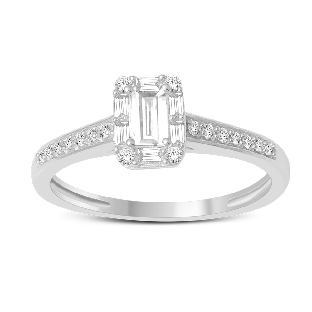 14k White Gold Lab Diamond Solitaire Engagement Ring for Her