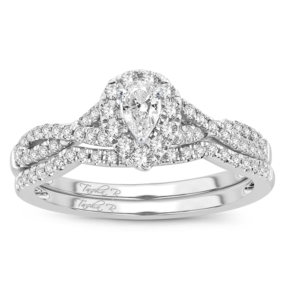Sparkling 14k White Gold 0.50CT Diamond Bridal Ring