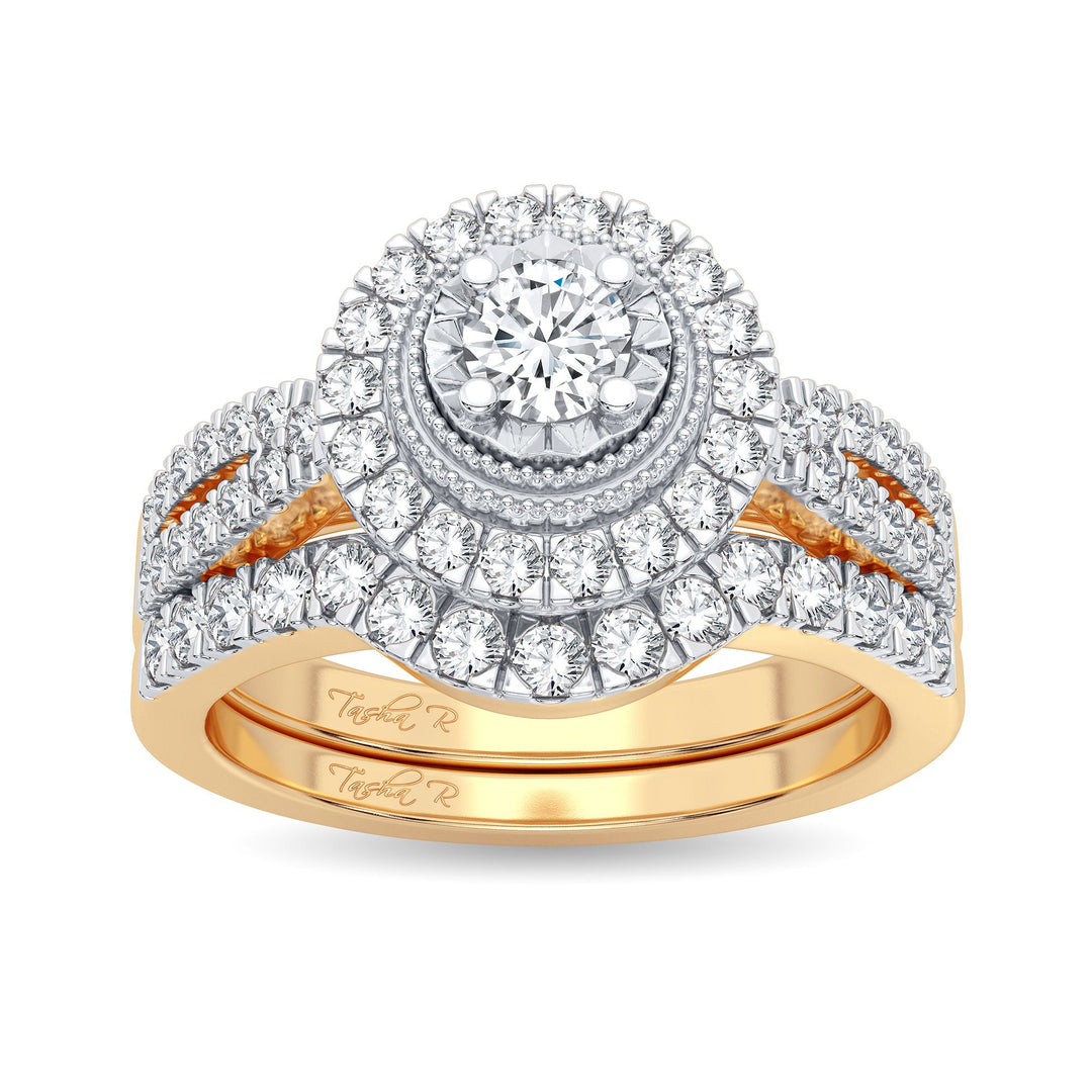 14K Yellow Gold 0.75CT Diamond Bridal Ring for Her