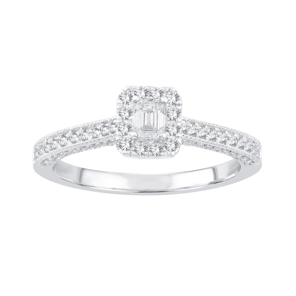 Timeless 14k White Gold Lab Diamond Bridal Ring (0.50ct)