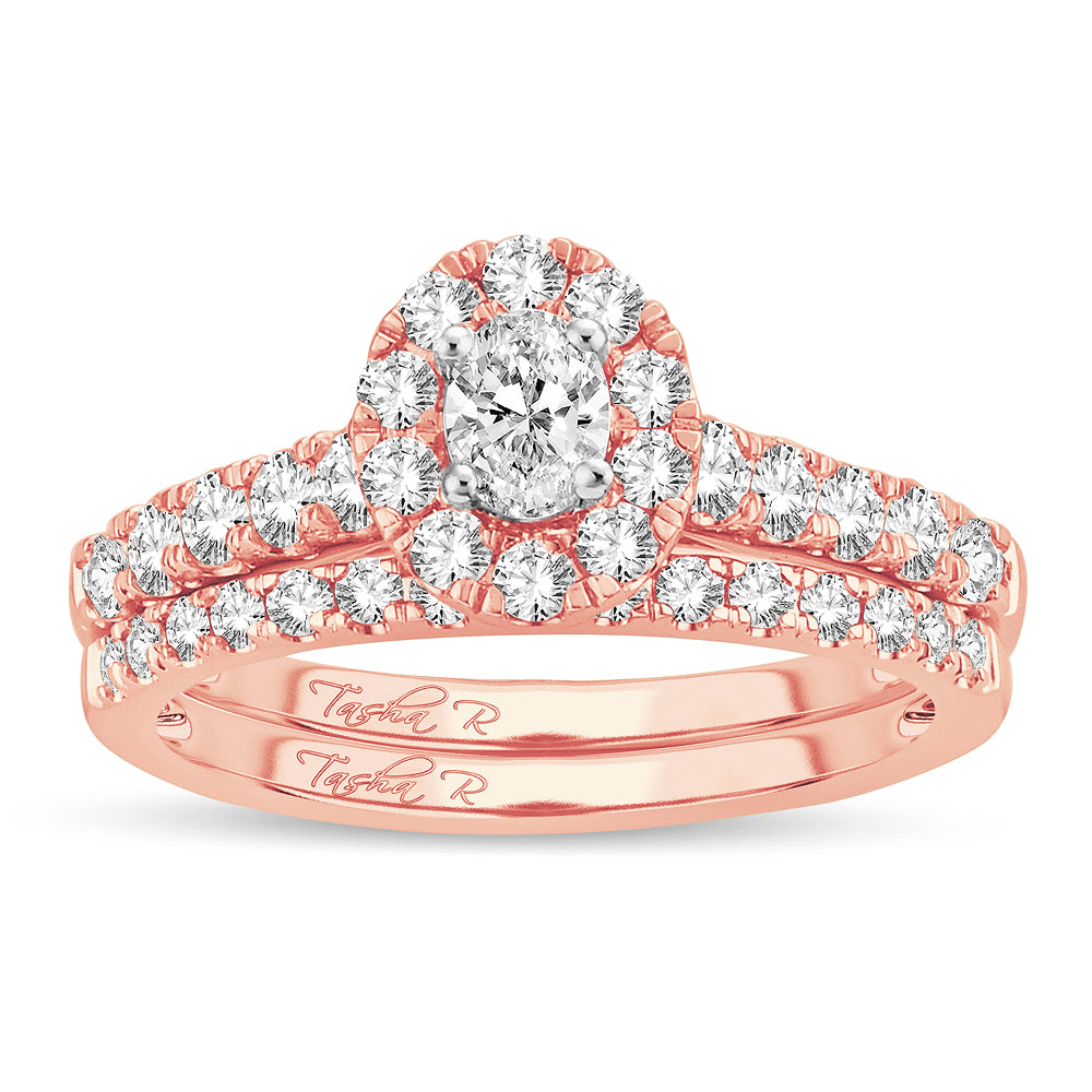 Romantic Rose Gold 1CT Diamond Bridal Ring for Her
