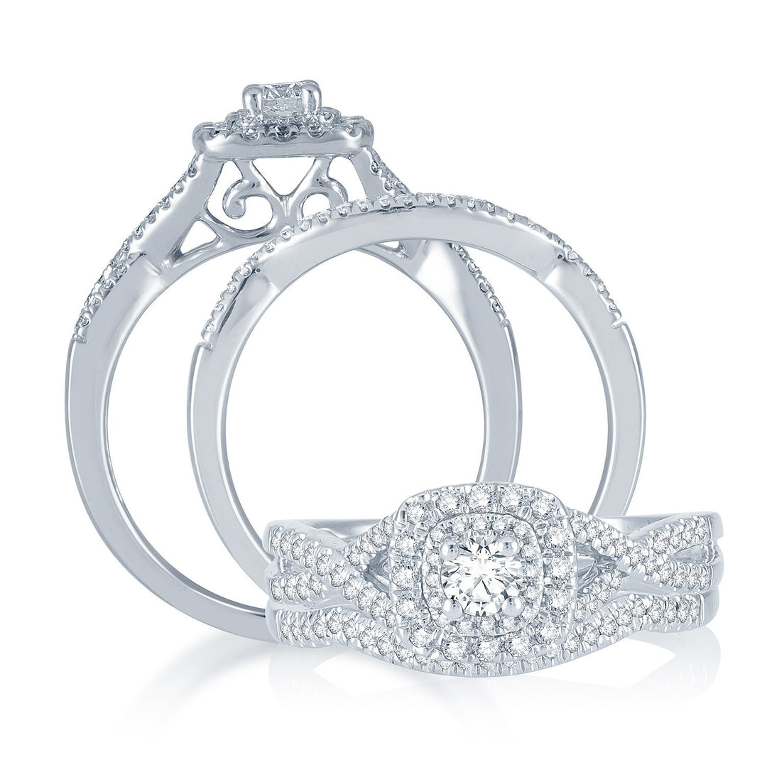 14k White Gold Lab Diamond Bridal Ring (1.05CT Brilliance)