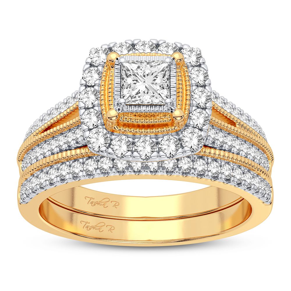 Romantic 14K Yellow Gold 0.62CT Diamond Bridal Ring