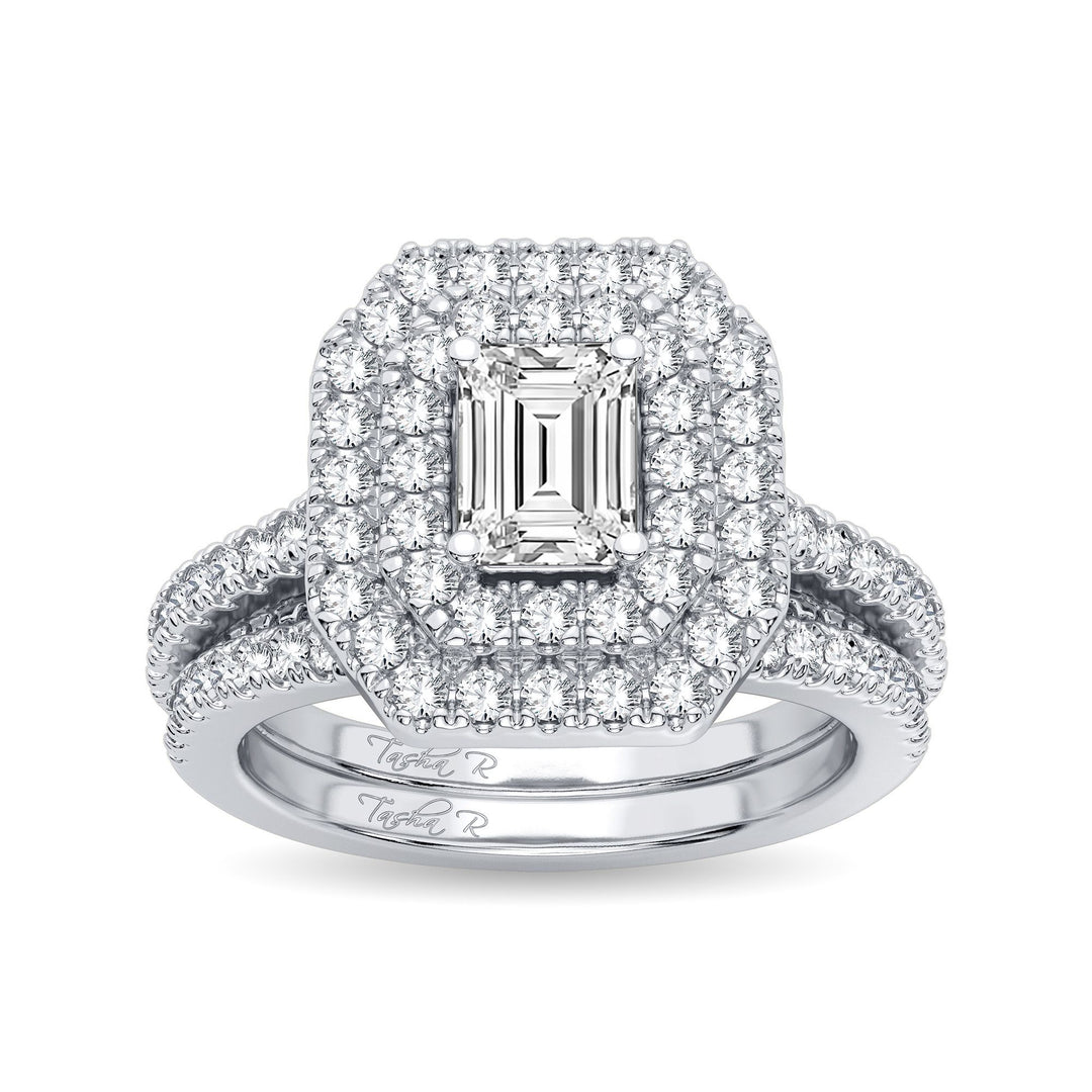 Sparkling 14K White Gold 1.50CT Diamond Bridal Ring