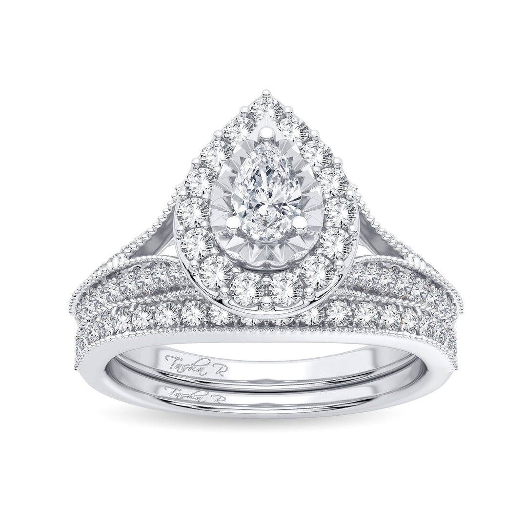 Elegant 14K White Gold 0.96CT Diamond Bridal Ring