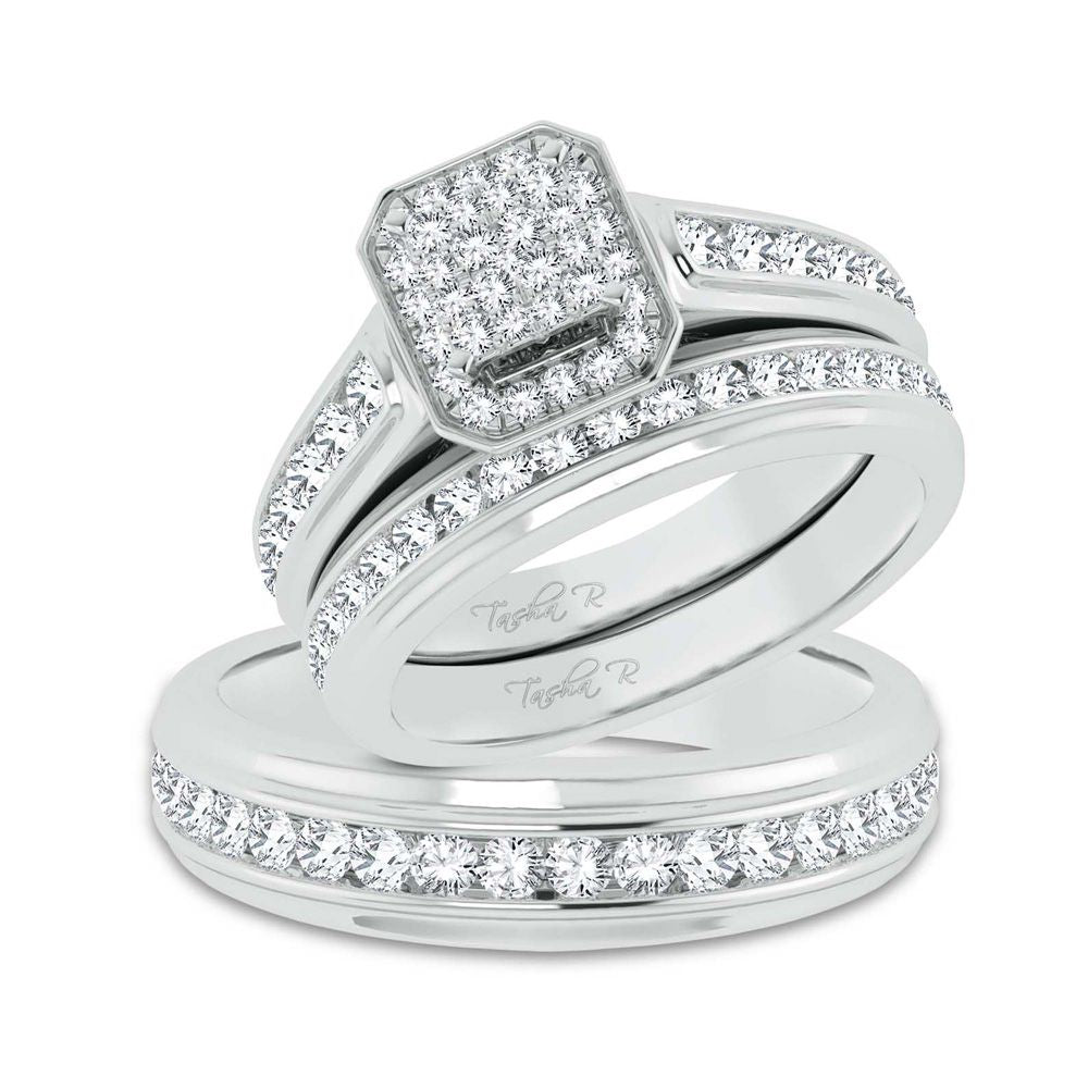 14k White Gold 1.44ct Diamond Trio Jewelry Set for Women