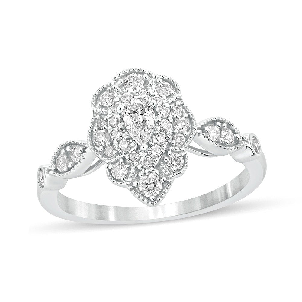 Brilliant 14k White Gold 0.50ct Lab Diamond Engagement Ring
