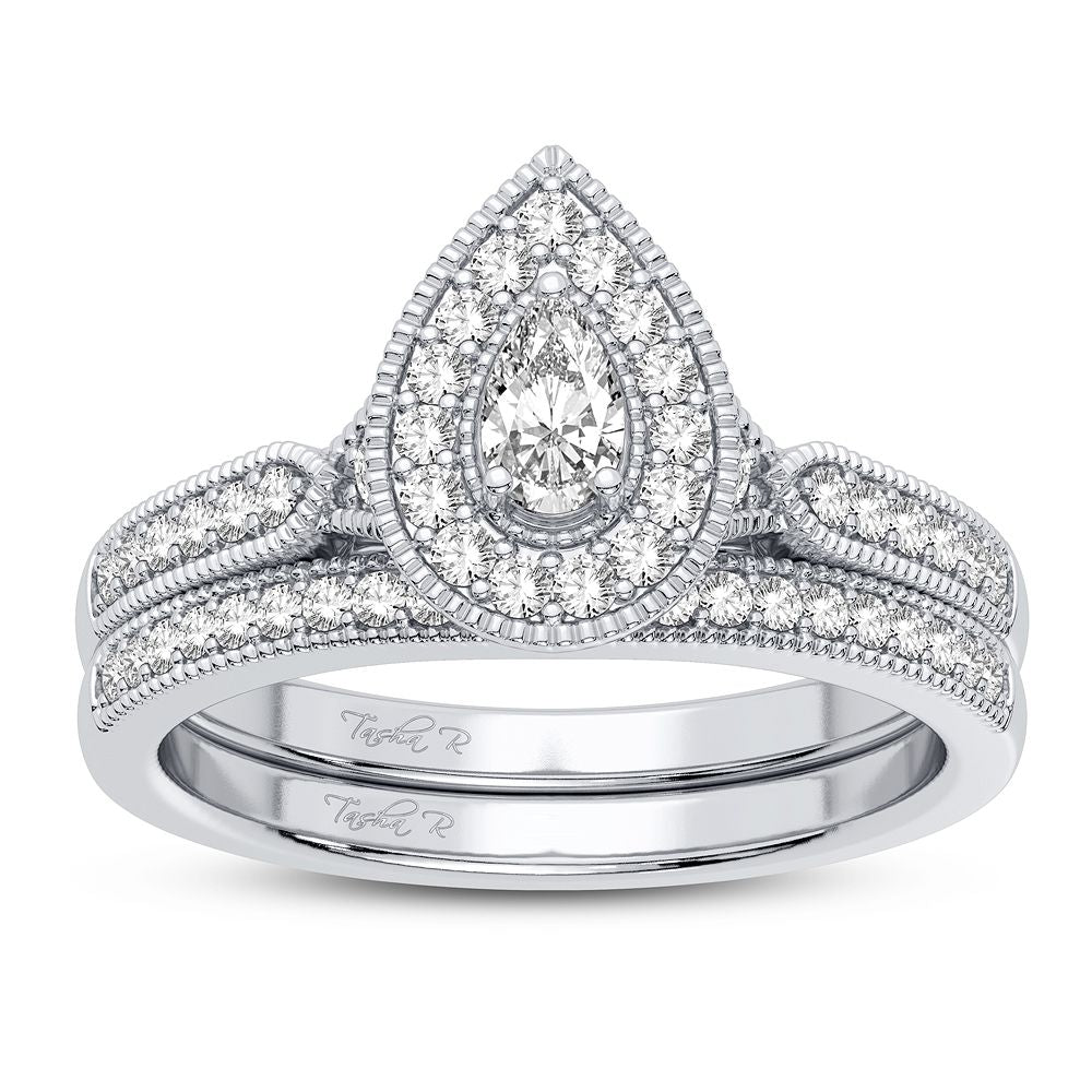 Refined 14k White Gold 0.50CT Diamond Bridal Ring for Her