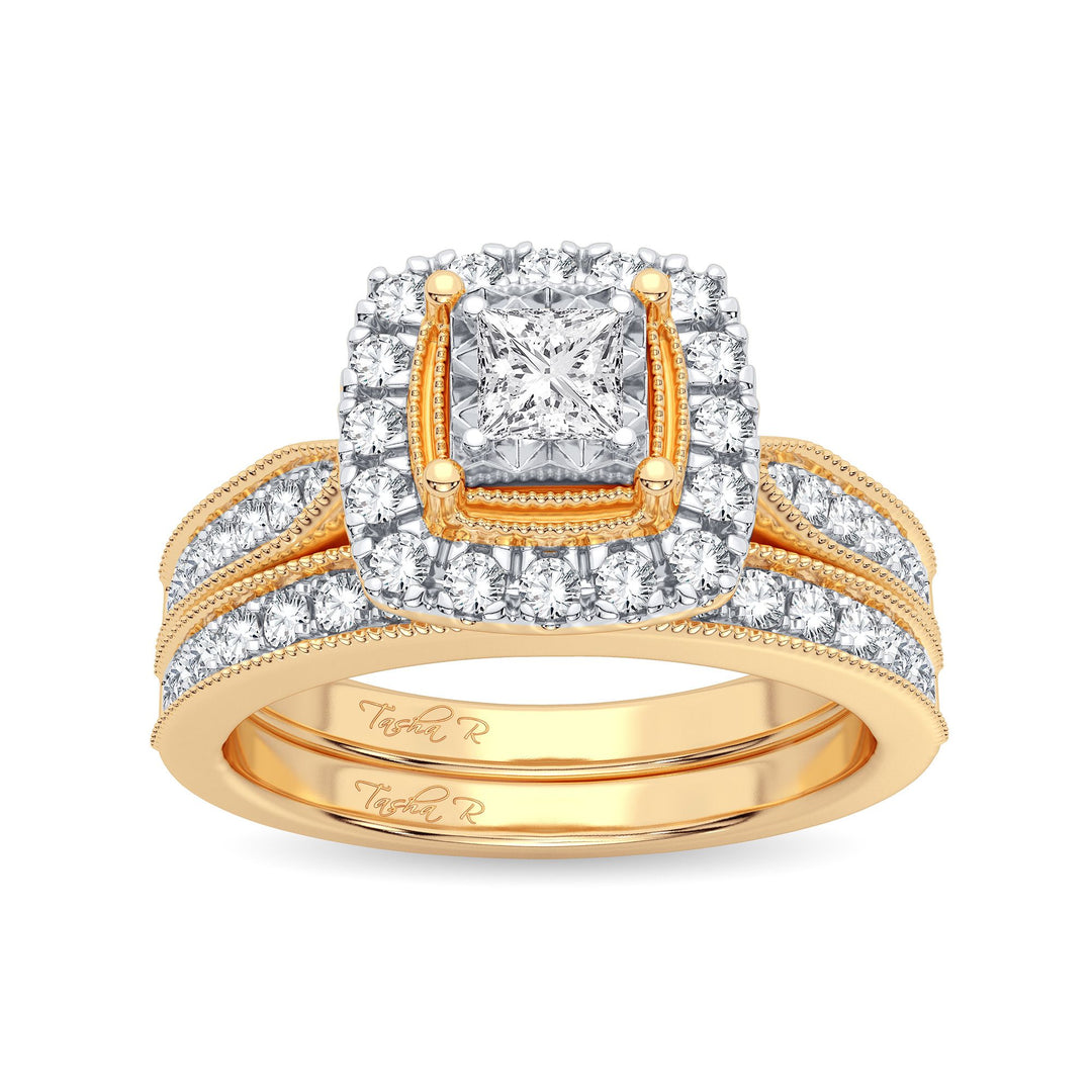 Classic 14K Yellow Gold 0.75CT Diamond Bridal Ring