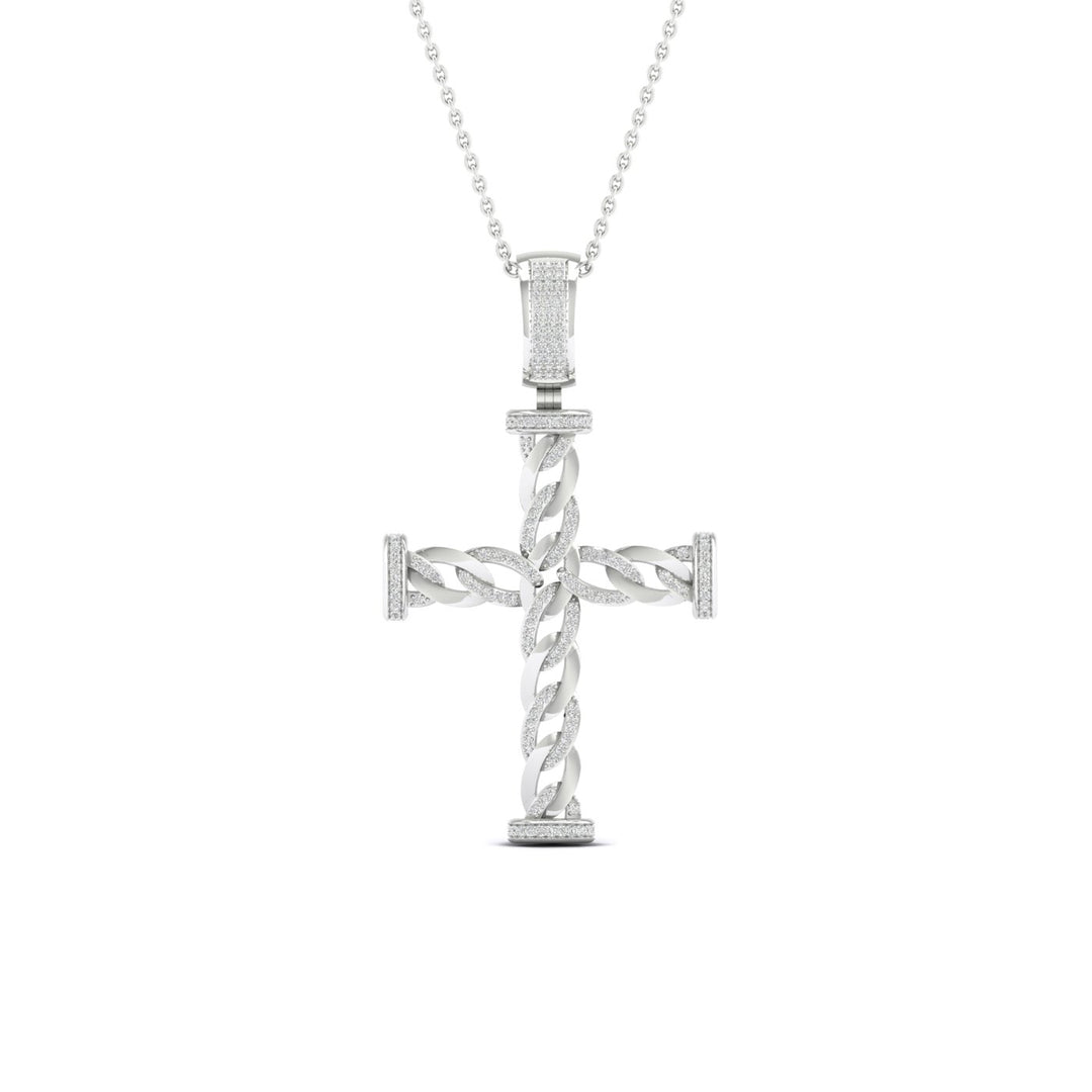 Luminous 10k White Gold Diamond Religious Pendant Charm