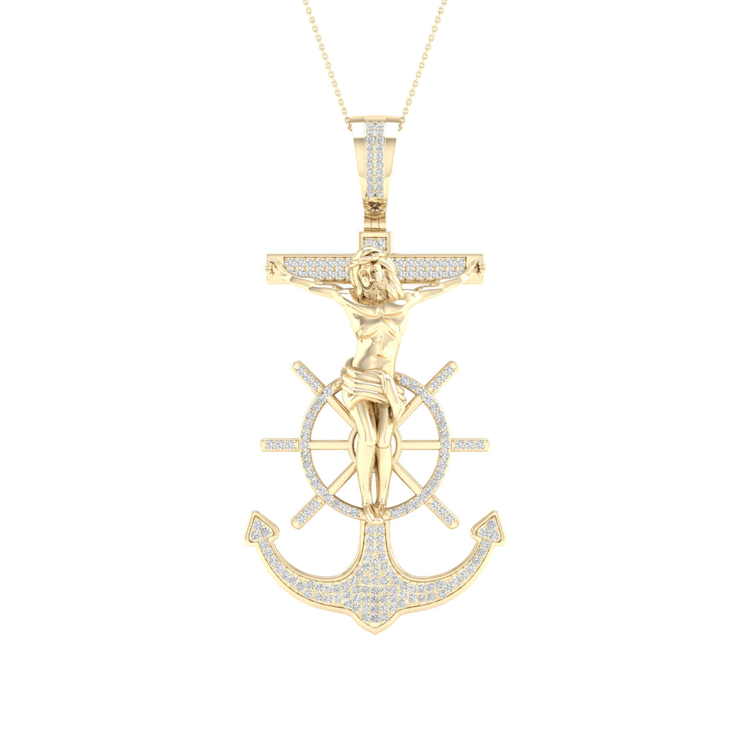Luminous 10k Yellow Gold 0.50CT Diamond Religious Pendant