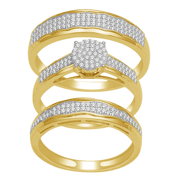 10k Yellow Gold Lab Diamond Trio Set - Timeless Elegance
