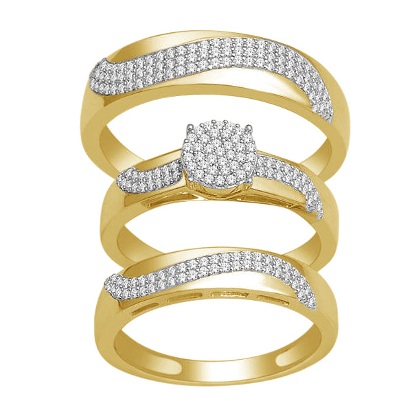 10k Yellow Gold 0.50ct Lab Diamond Trio Wedding Set