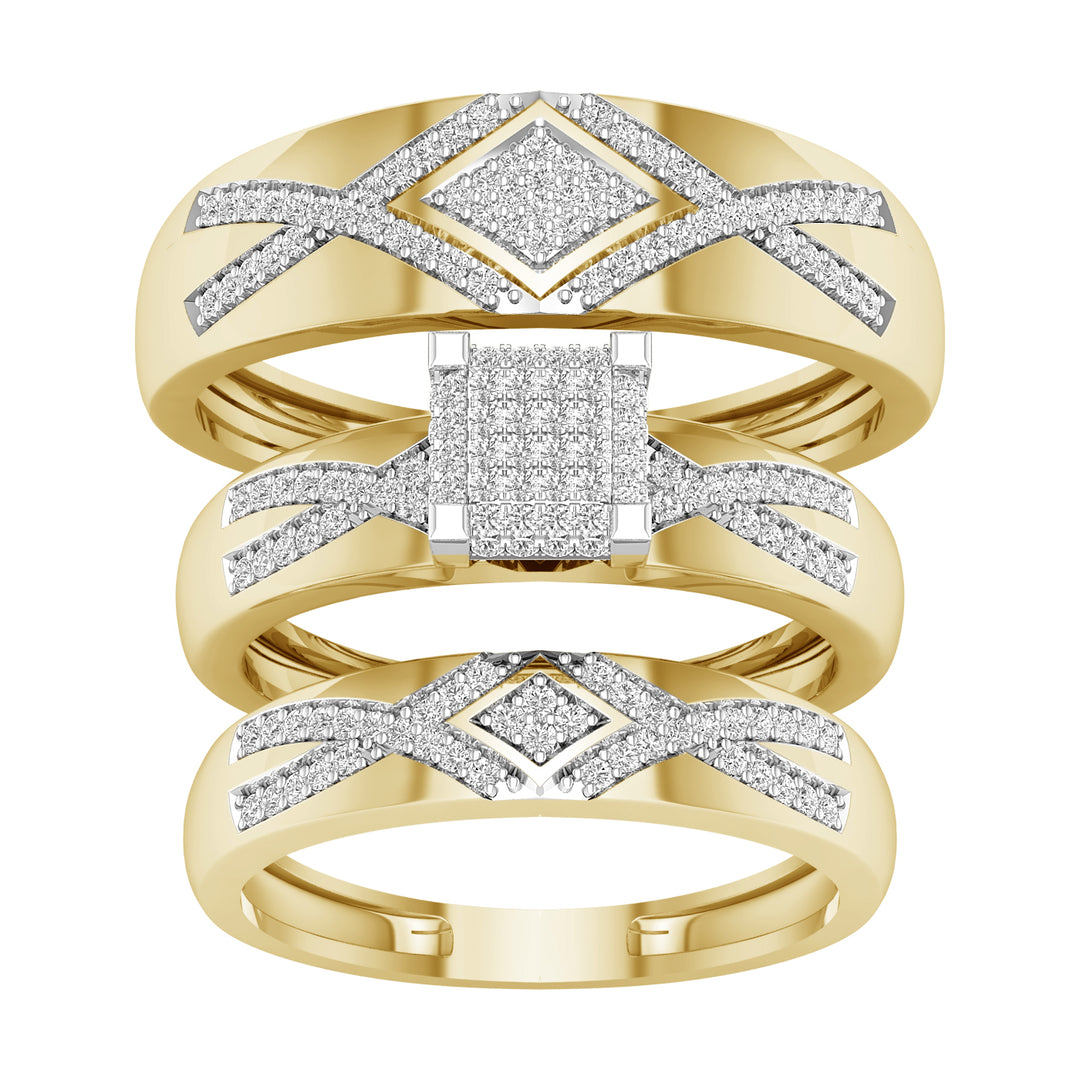 10k Yellow Gold 0.50ct Lab Diamond Trio Wedding Set for Her
