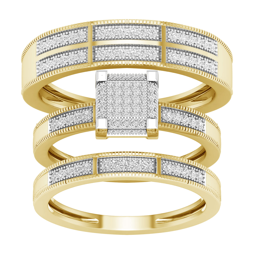 10k Yellow Gold 0.33ct Lab Diamond Trio Wedding Set