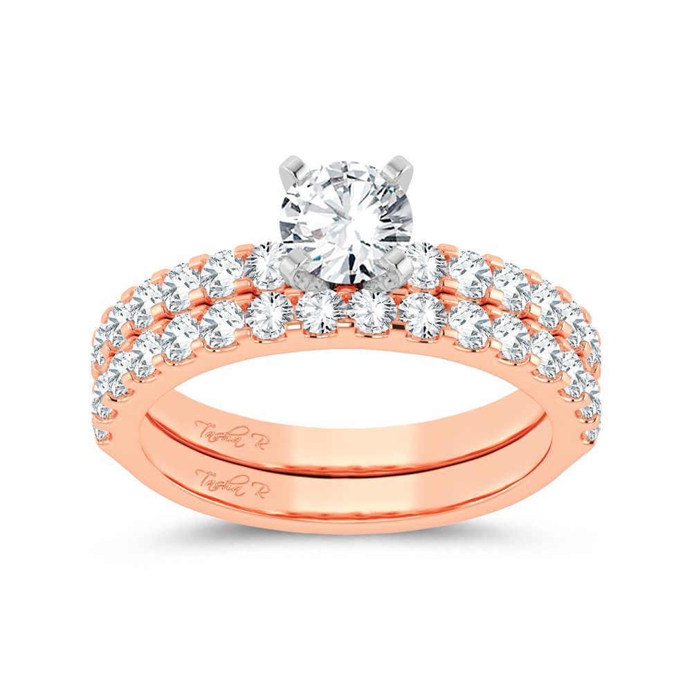 Romantic 14k Rose Gold 1ct Diamond Bridal Semi-Mount Ring