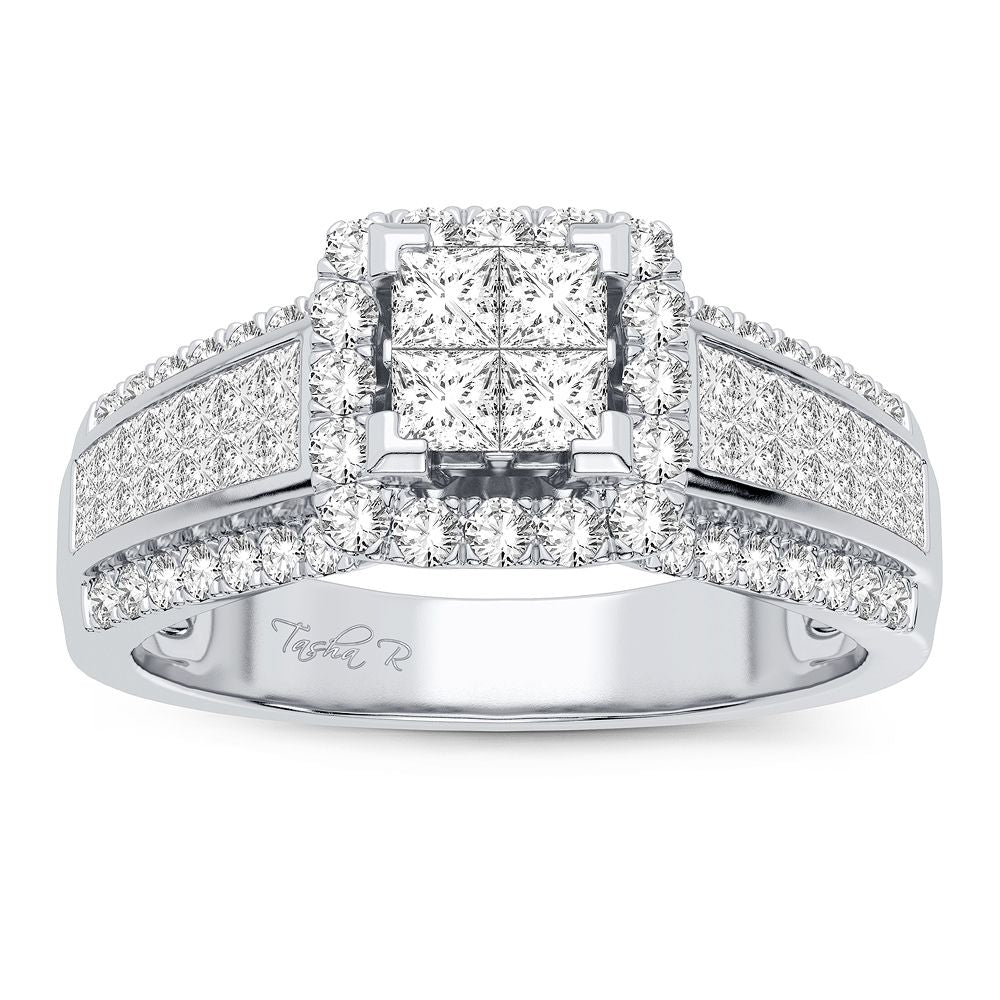Sparkling 10k White Gold 0.93CT Diamond Engagement Ring