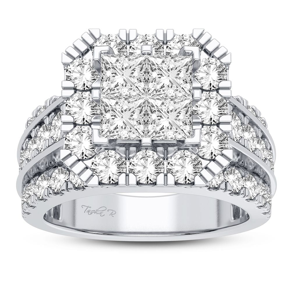 Sparkling 14K White Gold Diamond Bridal Ring - 3.00 Carats