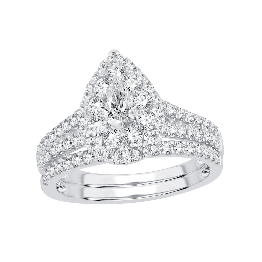 Elegant 14K White Gold 1.17CT Diamond Bridal Ring for Her