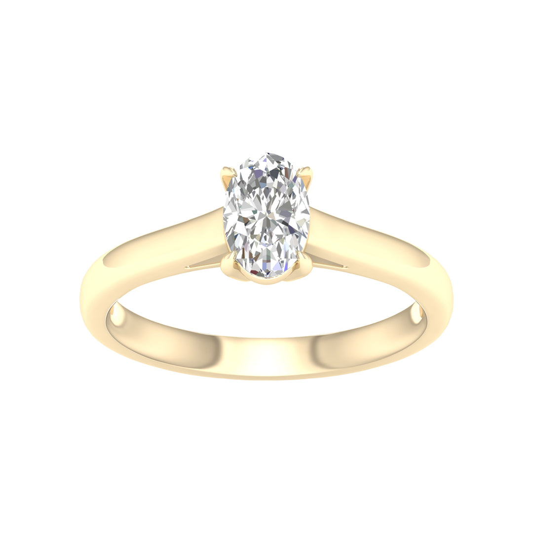 Certified 14K Yellow Gold 0.75CT Lab Diamond Solitaire Ring