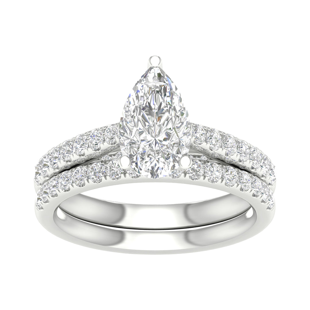 14k White Gold 2.33CT Certified Lab Diamond Bridal Ring