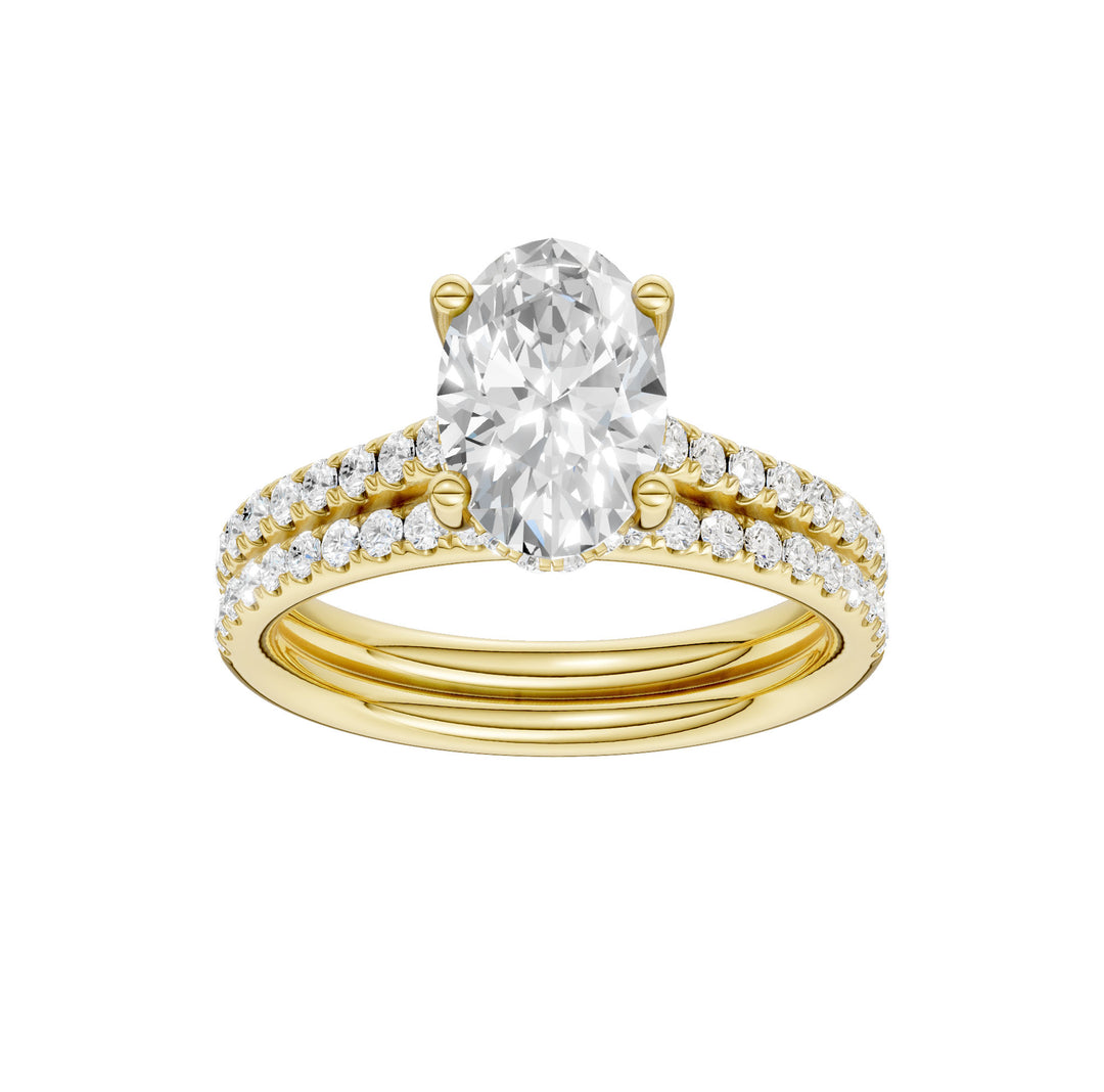 14K Yellow Gold 2.50CT Lab Diamond Bridal Ring Set Elegance